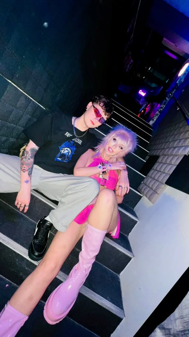 Nighttime outdoor seating