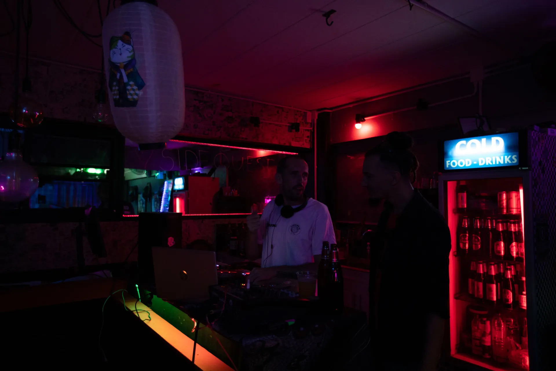 Spacious dance floor with lighting effects